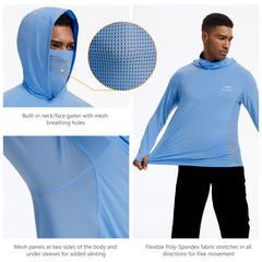 Men’s UPF 50+ Graphic Hoodie with Mask FS47M