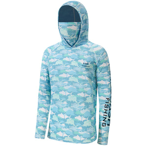 Men’s Hooded UPF 50+ Camo Fishing Shirts with Mask FS50M