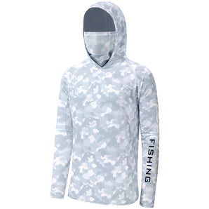 Men’s Hooded UPF 50+ Camo Fishing Shirts with Mask FS50M