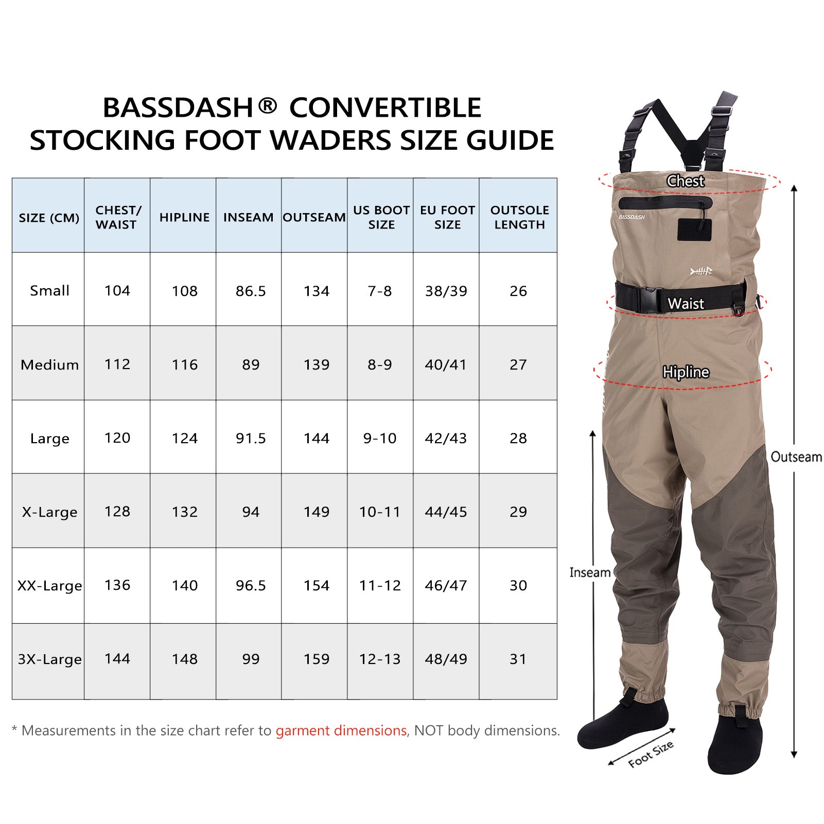 Bassdash Men’s Breathable Chest Waist Convertible Hunting Fishing