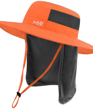 Unisex UPF 50+ Wide Brim Bucket Hat with Detachable Neck Flap FH02 - Bassdash