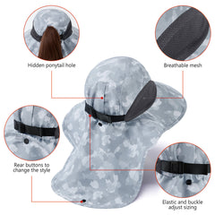 Unisex UPF 50+ Water Resistant Sun Hat with Neck Flap FH06