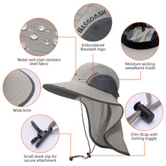 Unisex UPF 50+ Water Resistant Sun Hat with Neck Flap FH06