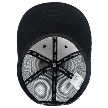 Unisex Flat Brim Trucker Cap - BlackTropical Flower5 - Bassdash