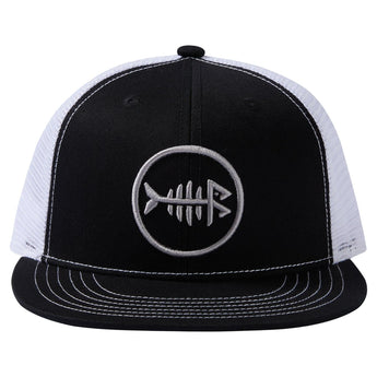 Unisex Flat Brim Trucker Cap - Black and White2 - Bassdash