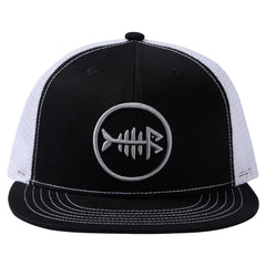 Unisex Flat Brim Trucker Cap - Black and White2 - Bassdash