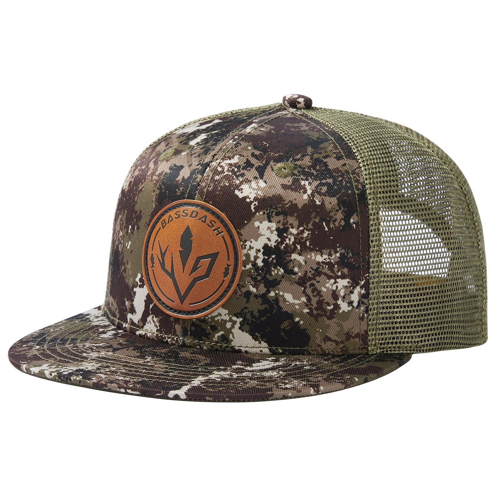 Unisex Flat Brim Trucker Cap - Grunge Camo1 - Bassdash