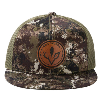 Unisex Flat Brim Trucker Cap - Grunge Camo2 - Bassdash