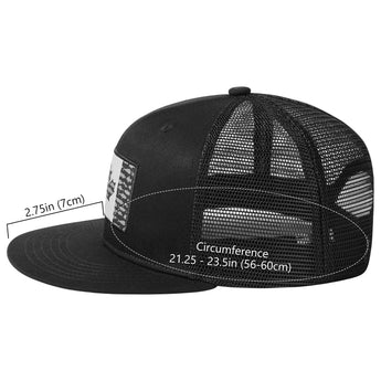 Unisex Flat Brim Trucker Cap - Black Fish Maple Flag4 - Bassdash