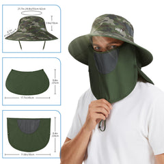 Unisex UPF 50+ Sun Hat with Face Cover & Neck Flap FH09