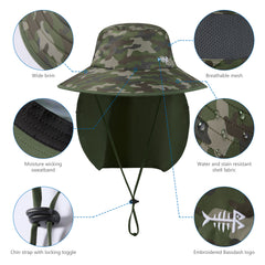 Unisex UPF 50+ Sun Hat with Face Cover & Neck Flap FH09