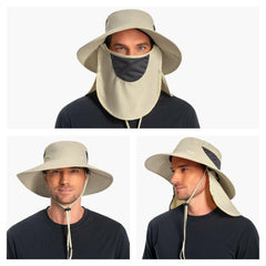 Unisex UPF 50+ Sun Hat with Face Cover & Neck Flap FH09 - Bassdash