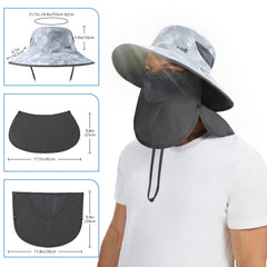 Unisex UPF 50+ Sun Hat with Face Cover & Neck Flap FH09