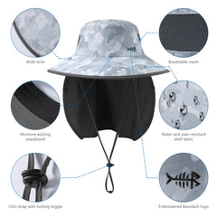 Unisex UPF 50+ Sun Hat with Face Cover & Neck Flap FH09