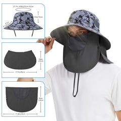 Unisex UPF 50+ Sun Hat with Face Cover & Neck Flap FH09