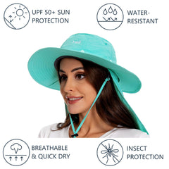 UPF 50+ Mosquito Sun Hat with Neck Flap - Bassdash
