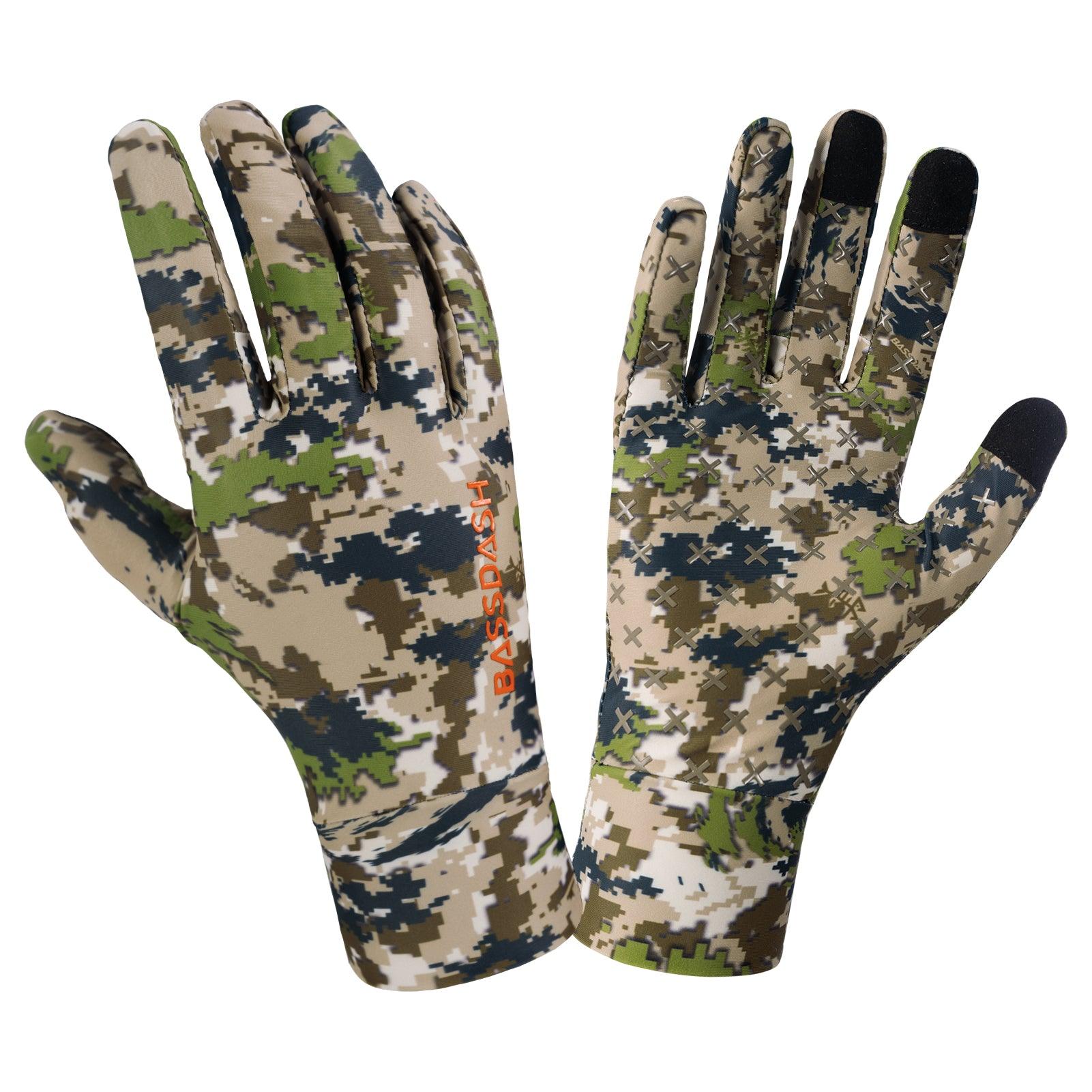  BASSDASH Men's Camo Hunting Gloves UPF 50+ Lightweight  Touchscreen Gloves for Warm Weather Fishing Hiking Outdoor Activities :  Sports & Outdoors