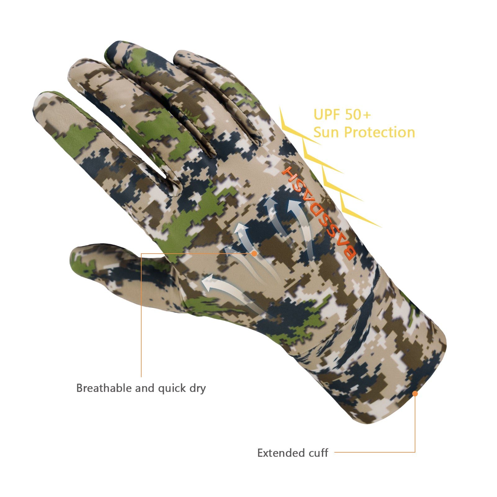 Men's Lightweight UPF 50+ Camo Hunting Gloves HG05