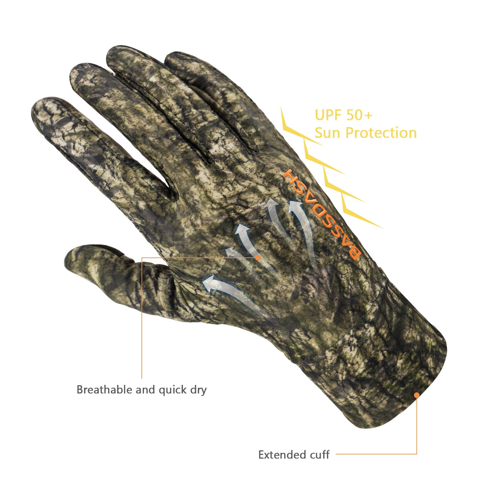 Men's Lightweight UPF 50+ Camo Hunting Gloves HG05