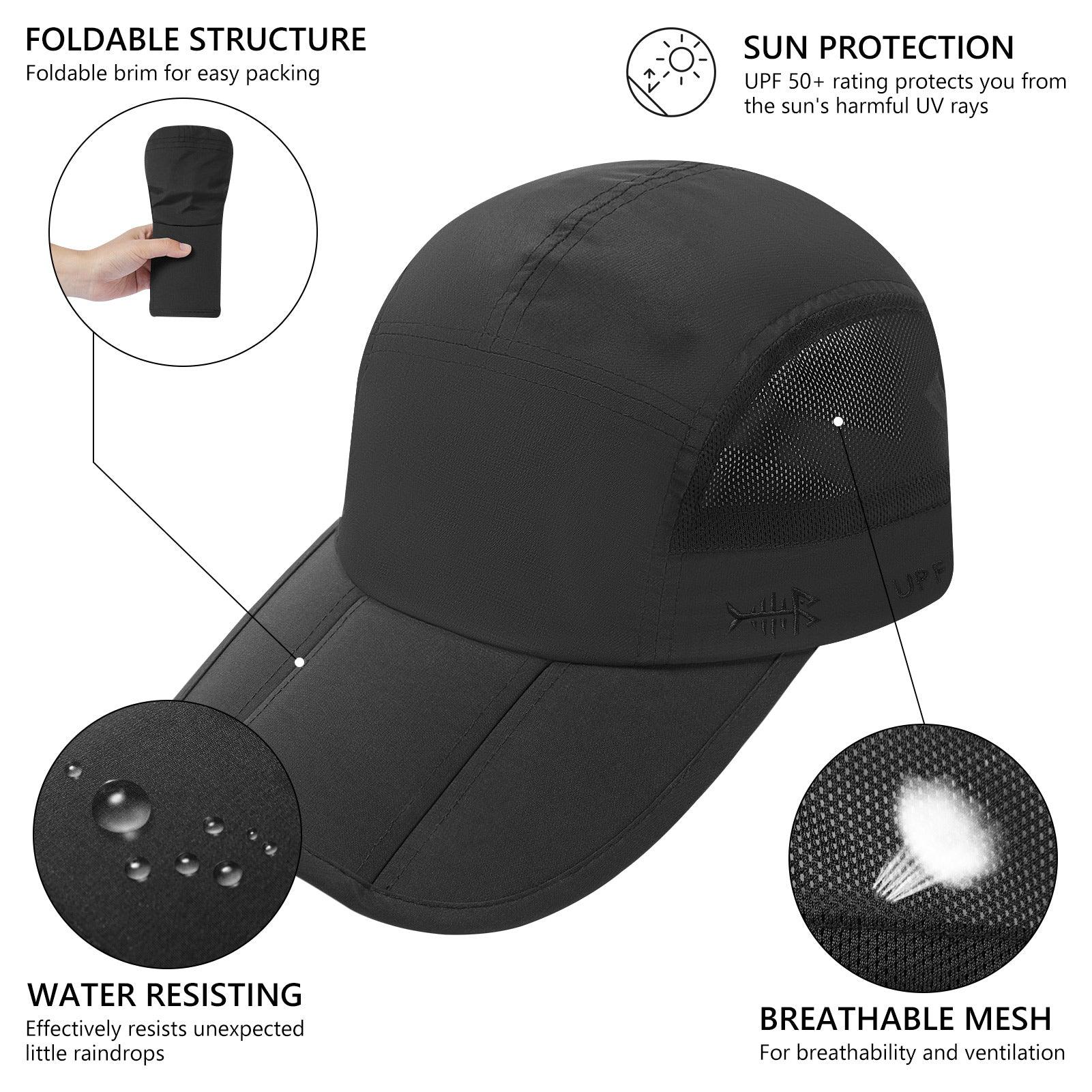 Unisex Folding Baseball Caps, Black