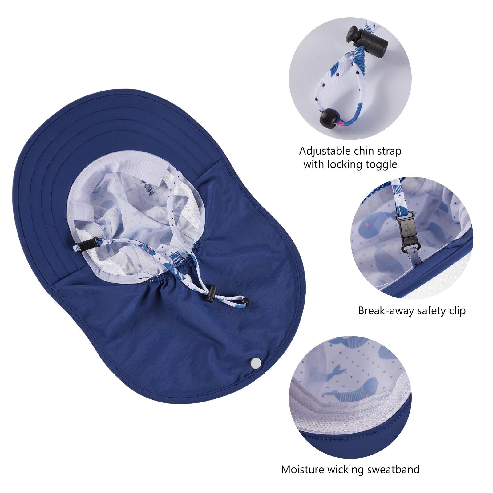 Kids' UPF 50+ Wide Brim Sun Hat with Neck Flap - Bassdash