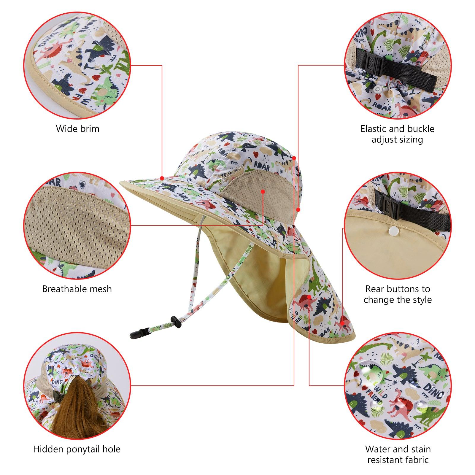 Kids' UPF 50+ Wide Brim Sun Hat with Neck Flap - Bassdash