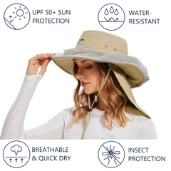UPF 50+ Net Mosquito Hat with Neck Flap