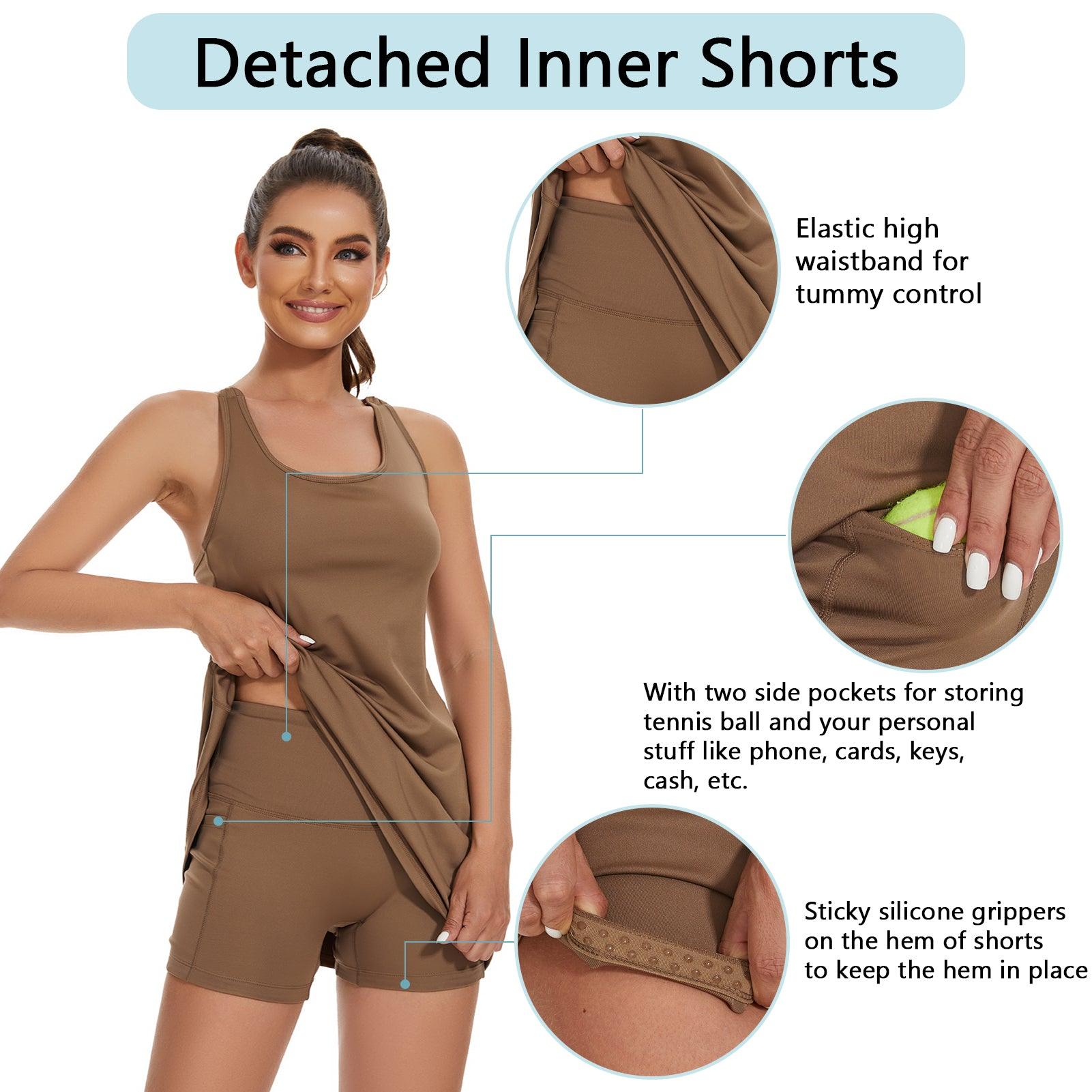 NKOOGH Tummy Control Dress for Women Casual Short Dress for Women Women  Workout Tennis Dress With Built In Bra Shorts Shoulder Straps And Pockets