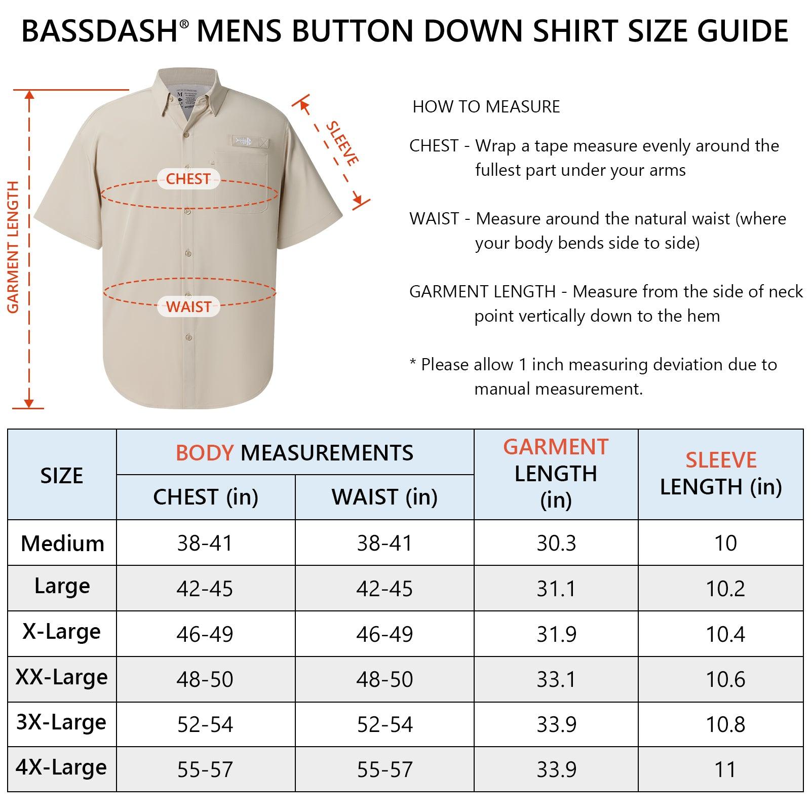 BASSDASH Men's UPF 50+ Short Sleeve Button Down Fishing Shirt