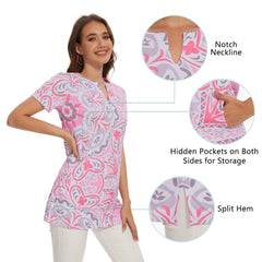 Women's UPF 50+ Short Sleeve Notch Neck Tunic Tops LB14W - Bassdash