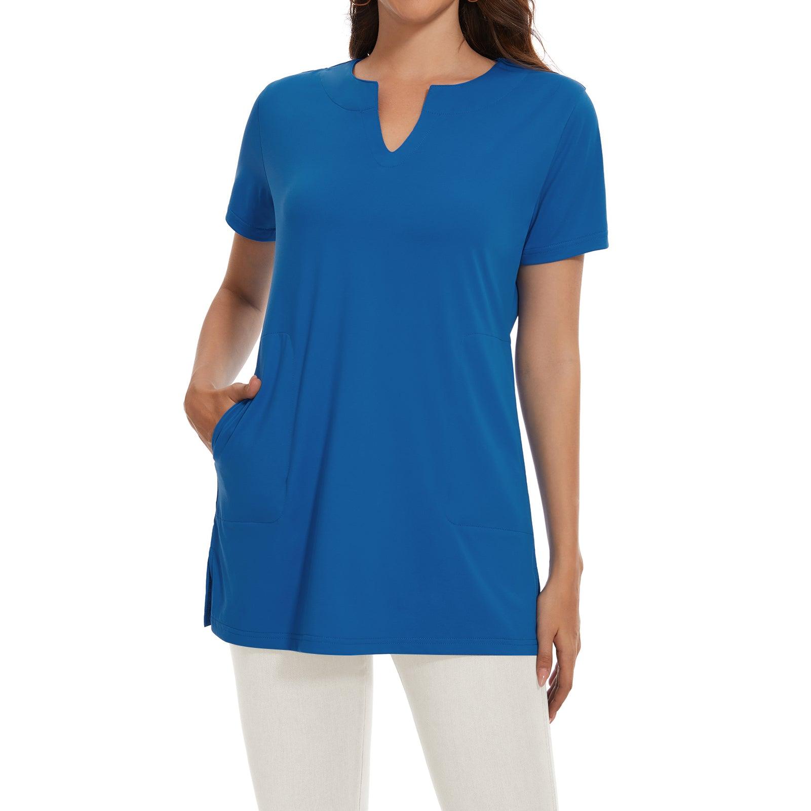 Women's UPF 50+ Short Sleeve Notch Neck Tunic Tops LB14W - Bassdash