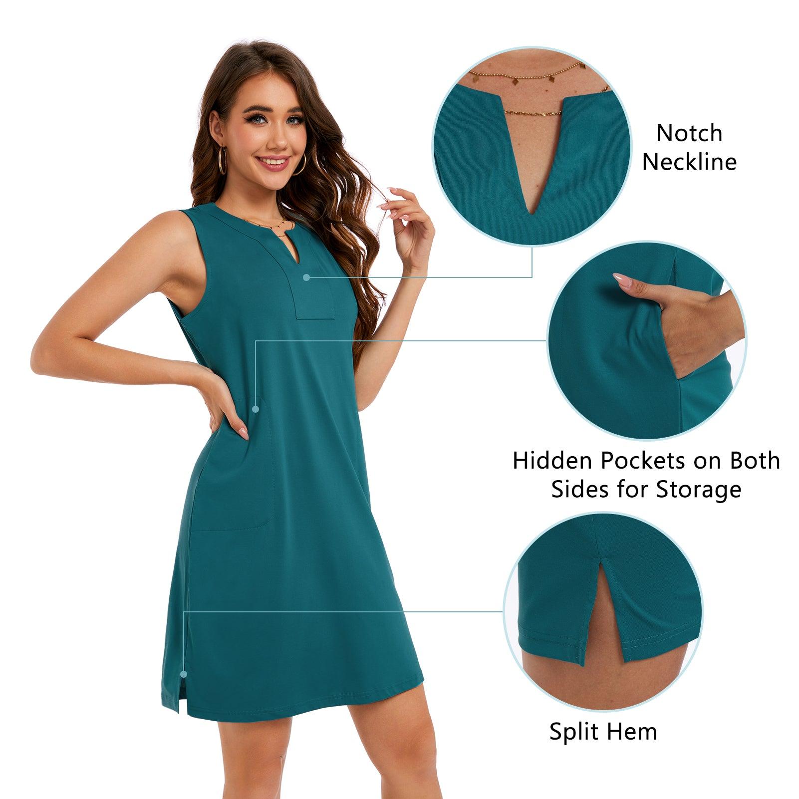 Women's UPF 50+ Notch Neck Tank Dress LB15W - Bassdash