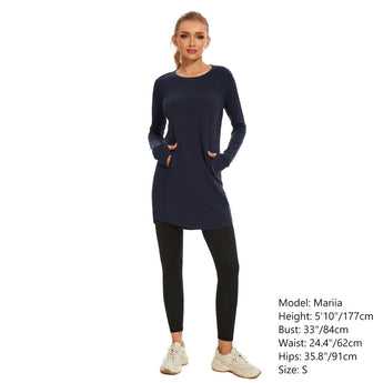 Women's Crew Neck Fleece Dress LB20W - Bassdash