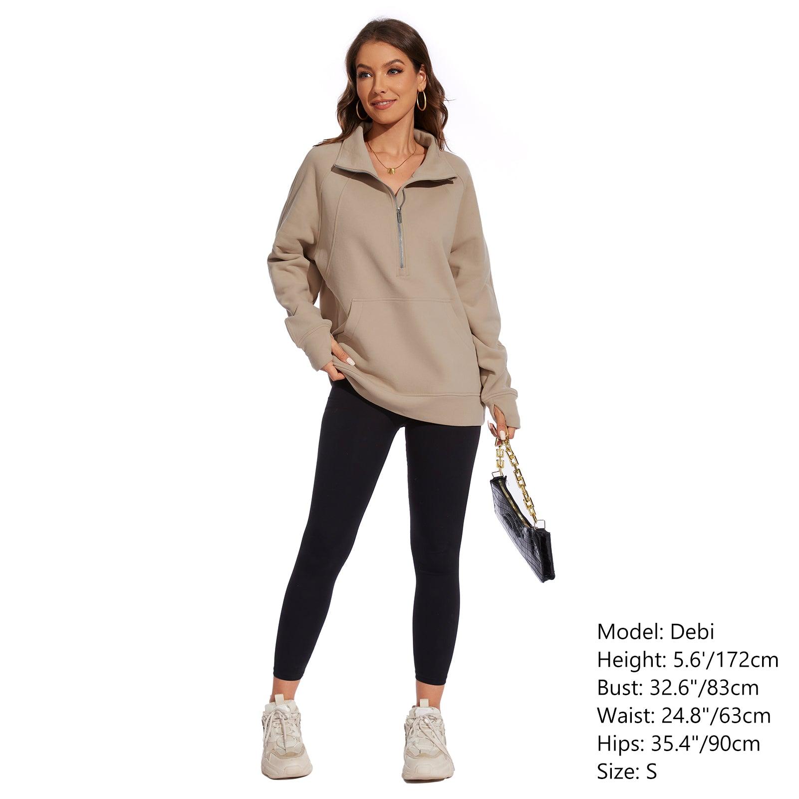 Women’s Oversized Half Zip Fleece Sweatshirts LB21W - Bassdash