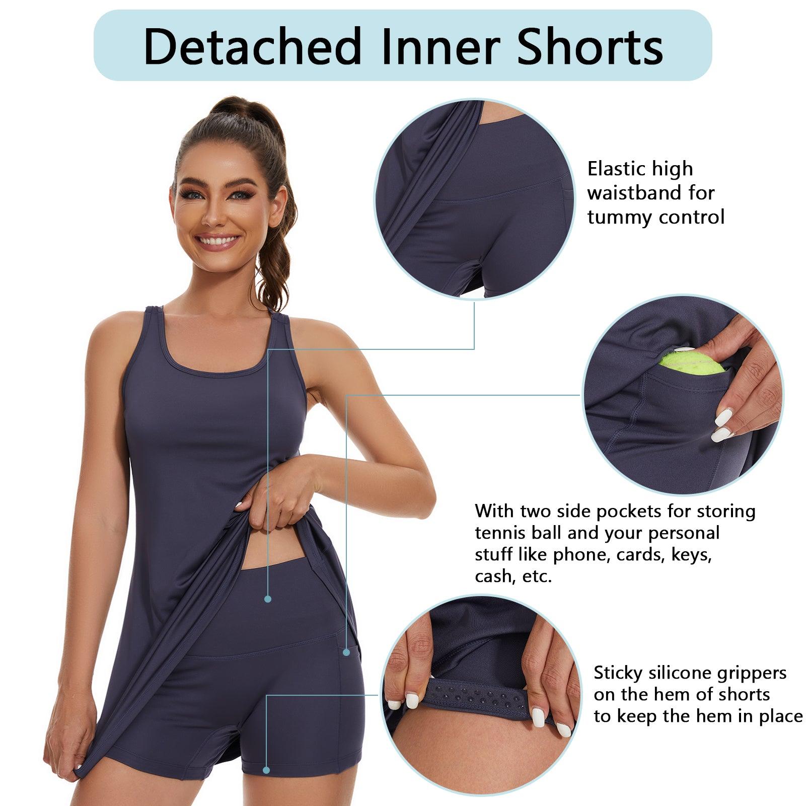 NKOOGH Tummy Control Dress for Women Casual Short Dress for Women Women  Workout Tennis Dress With Built In Bra Shorts Shoulder Straps And Pockets