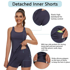 Women's UPF 50+ Tennis Dress with shorts LB06W - Bassdash