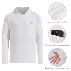 UVSAI Men UPF 50+ Permanent UV Sun Protection Vented Hoodie Shirt