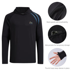 UVSAI Men UPF 50+ Permanent UV Sun Protection Vented Hoodie Shirt