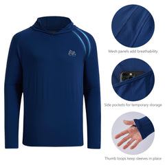 UVSAI Men UPF 50+ Permanent UV Sun Protection Vented Hoodie Shirt