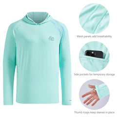 UVSAI Men UPF 50+ Permanent UV Sun Protection Vented Hoodie Shirt