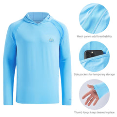 UVSAI Men UPF 50+ Permanent UV Sun Protection Vented Hoodie Shirt