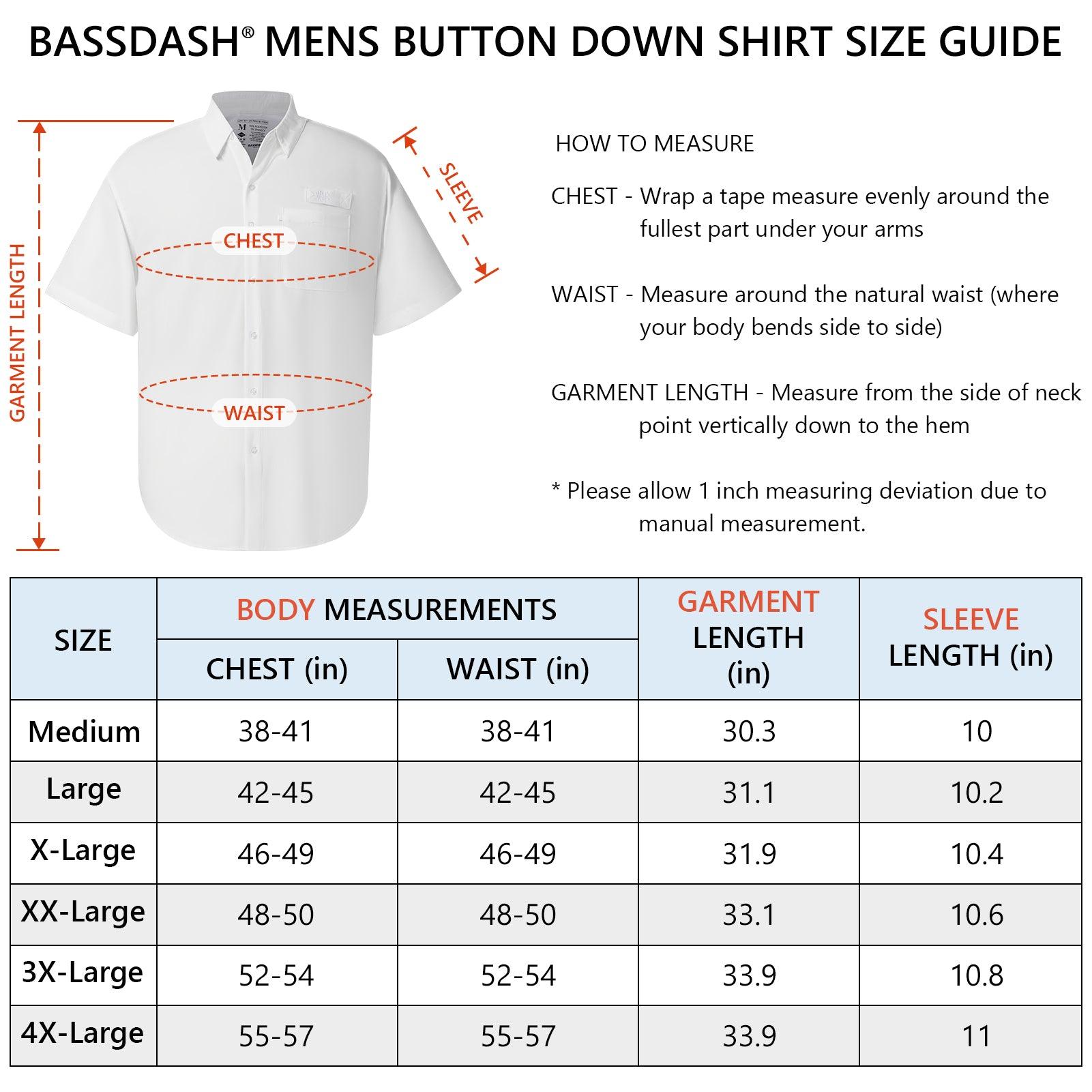 Bassdash UPF 50 Men's Fishing Dress Shirt Button Down Woven Short