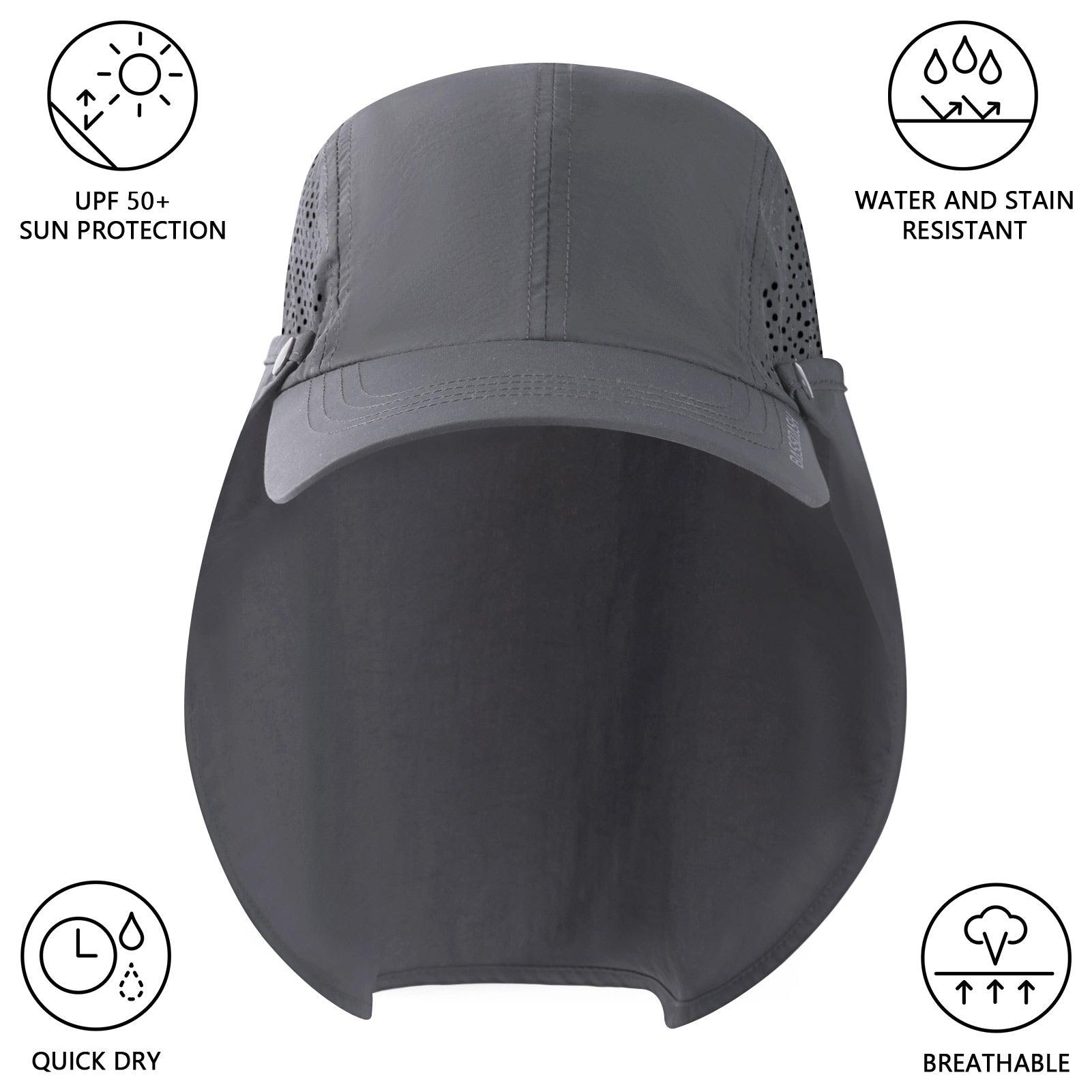 Bassdash Foldable UPF 50+ Fishing Hats with Removable Neck Flap FH12 - Bassdash