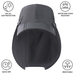 Bassdash Foldable UPF 50+ Fishing Hats with Removable Neck Flap FH12 - Bassdash