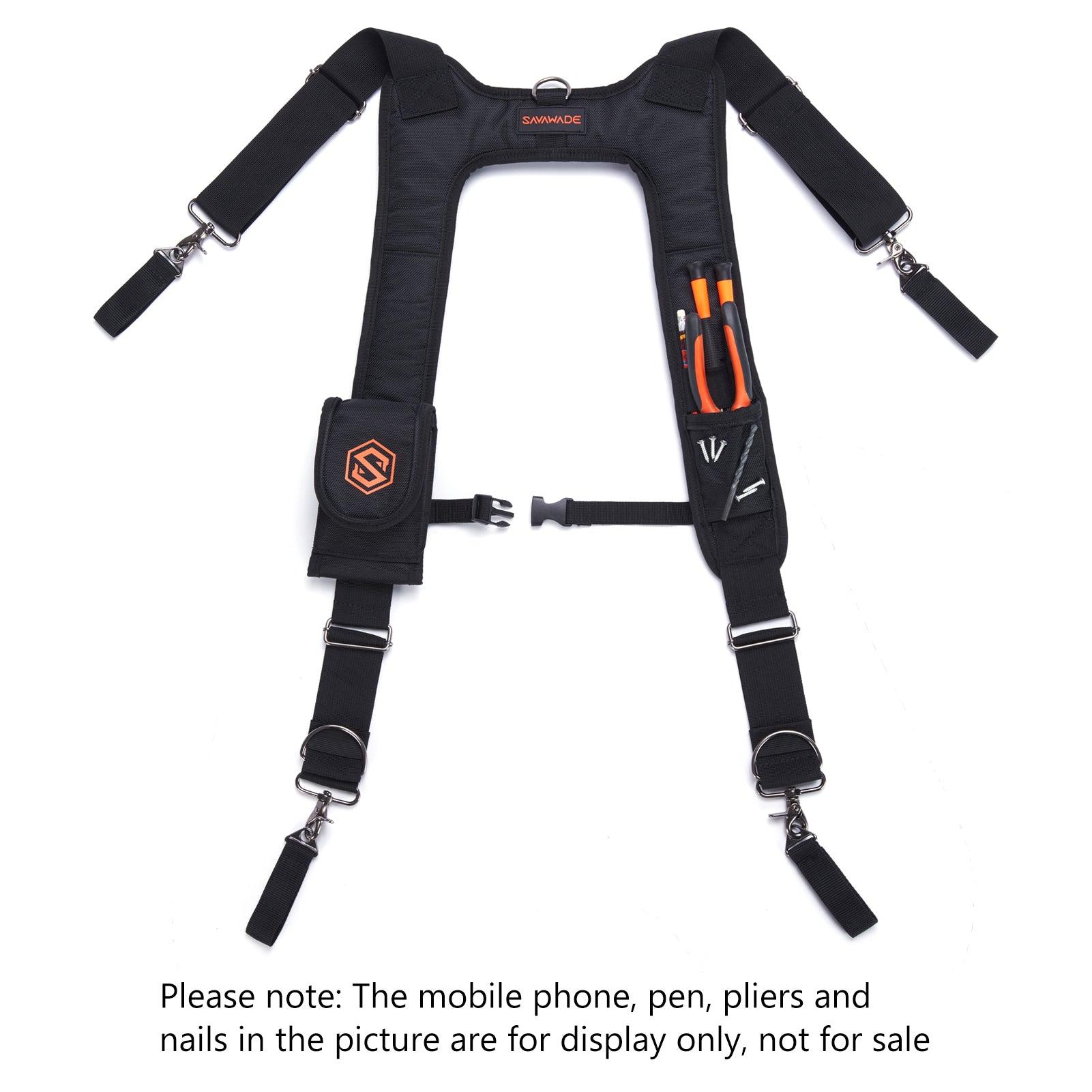 Padded Tool Belt Suspenders With 4 Detachable D-Loops – Adjustable Work Suspenders