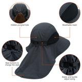 Unisex UPF 50+ Water Resistant Sun Hat with Neck Flap FH06