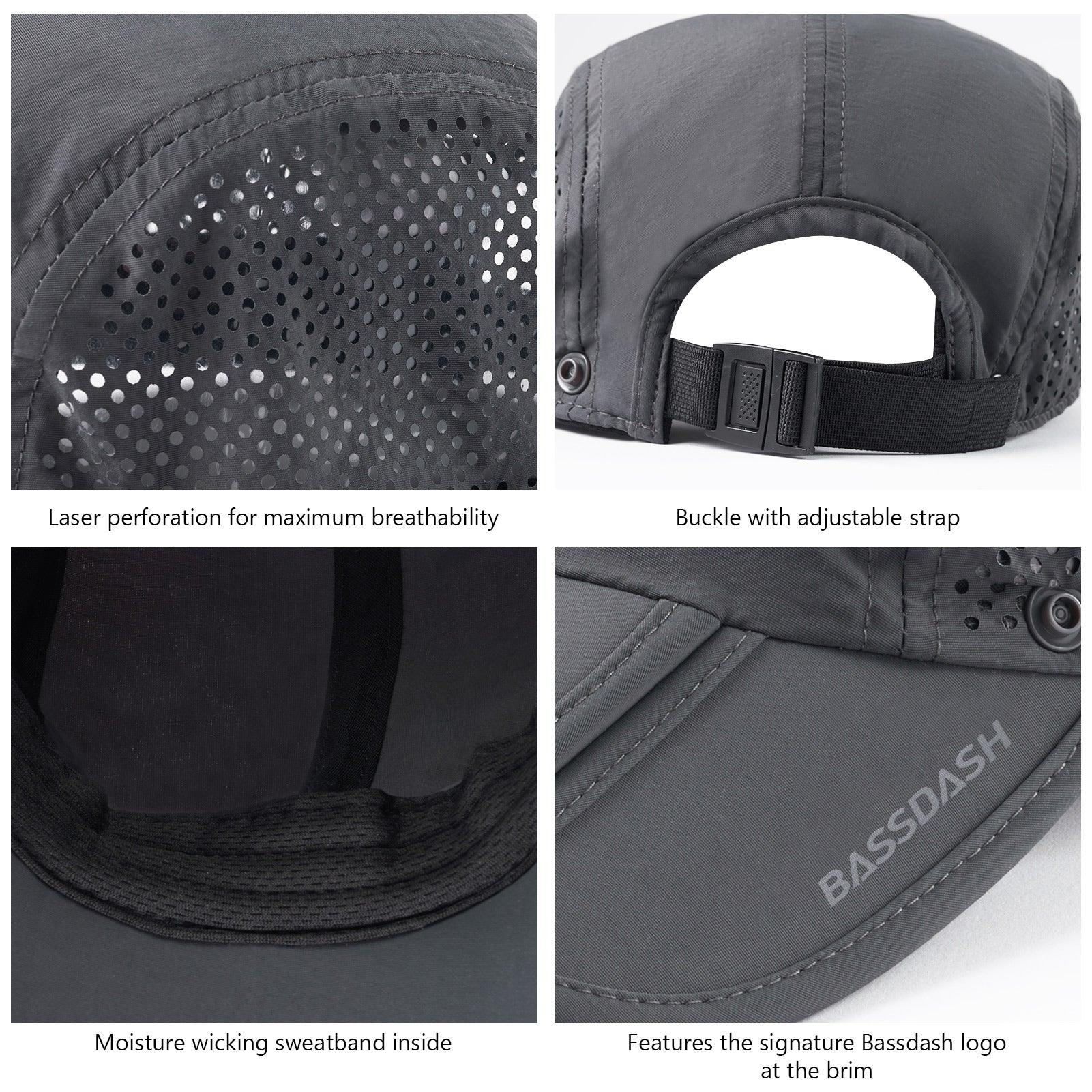 Packable Sun Hat with Removable Neck Flap | Bassdash Fishing Dark Blue with Foldable Brim / One Size