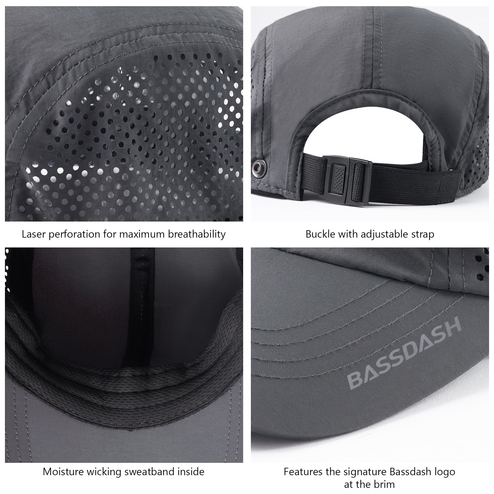 Bassdash Foldable UPF 50+ Fishing Hats with Removable Neck Flap FH12