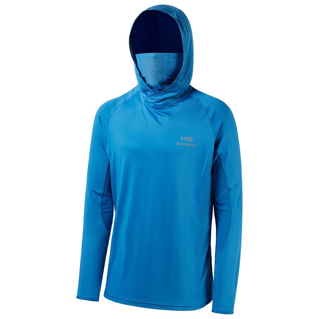 Sky Blue Shades Long Sleeve Custom Hooded Fishing Shirts | YoungSpeeds No Mask