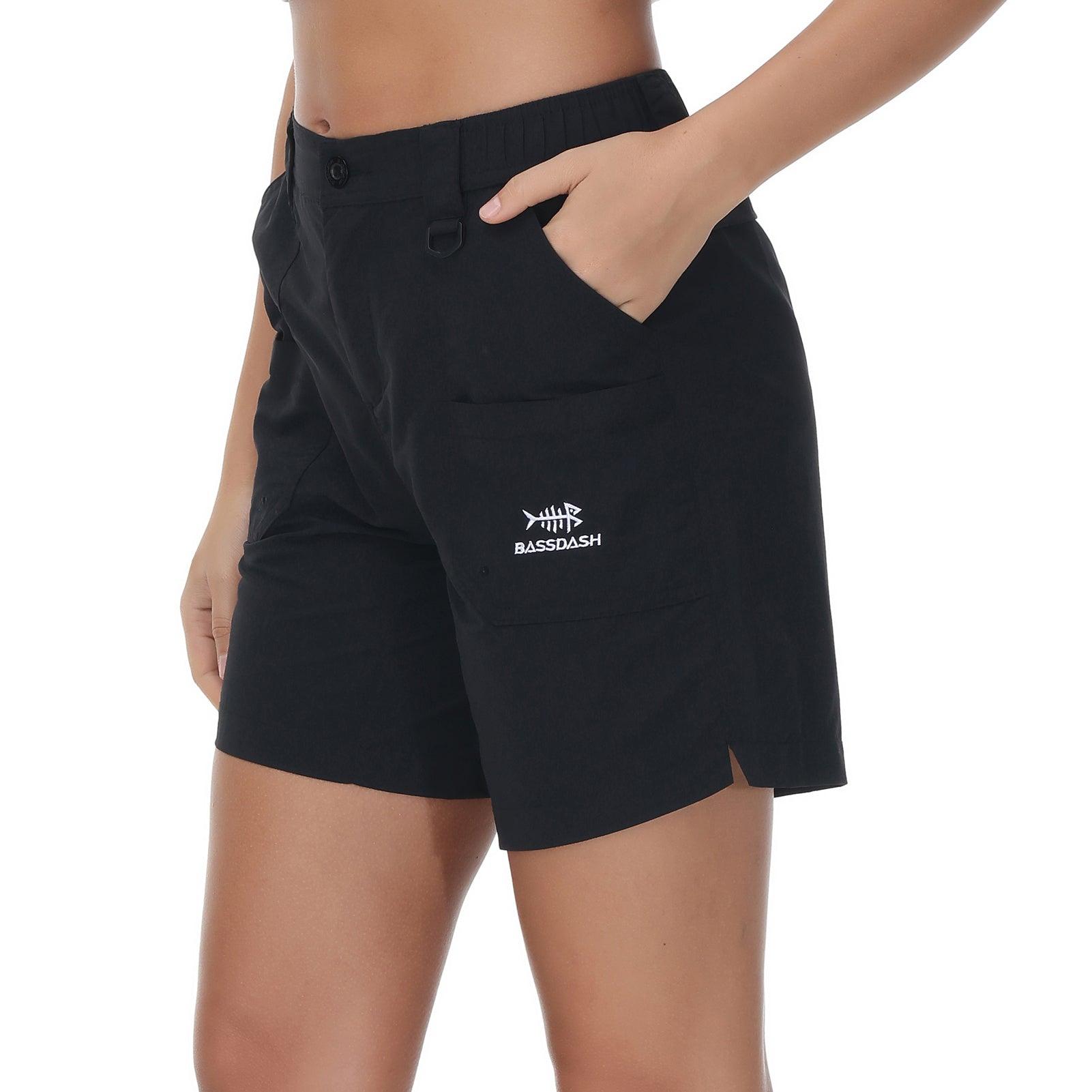 Women's UPF 50+ Quick Dry Fishing Shorts FP03W, Black / 2X-Large